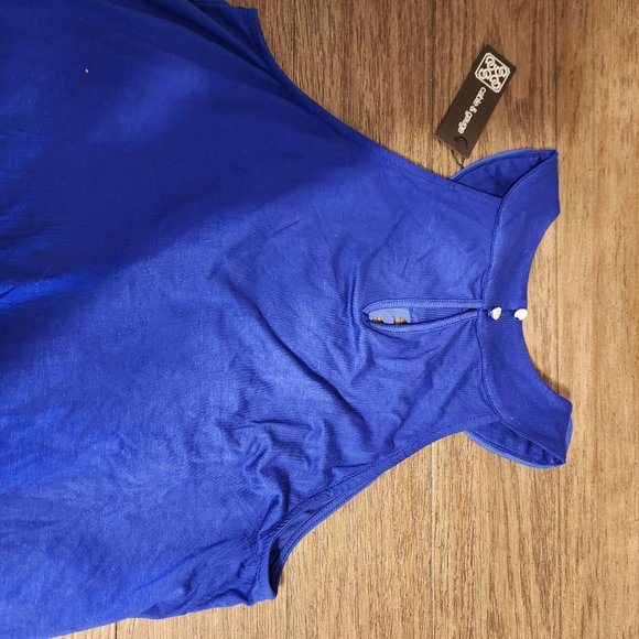 Cable & Gauge Electric Blue Tank top crochet neckline NWT Small - Picture 10 of 10